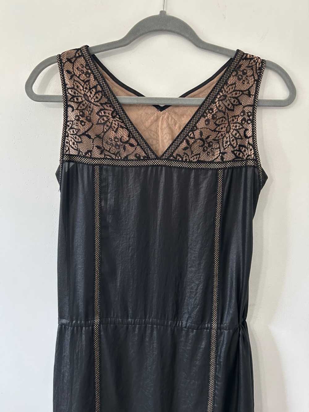 BCBGMaxAzria Greta Dress XXS Black Lace Low Waist Flapper Sleeveless Midi - Picture 6 of 16